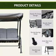 3 Seater Garden Swing Chair Hammock With Canopy, Bed Outsunny