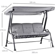 3 Seater Garden Swing Chair Hammock With Canopy, Bed Outsunny