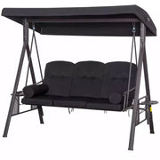 Black Outdoor Swing Chair With Canopy & Cup Trays Outsunny