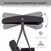 Black Outdoor Swing Chair With Canopy & Cup Trays Outsunny