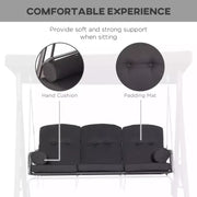 Black Outdoor Swing Chair With Canopy & Cup Trays Outsunny