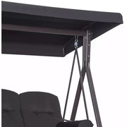 Black Outdoor Swing Chair With Canopy & Cup Trays Outsunny