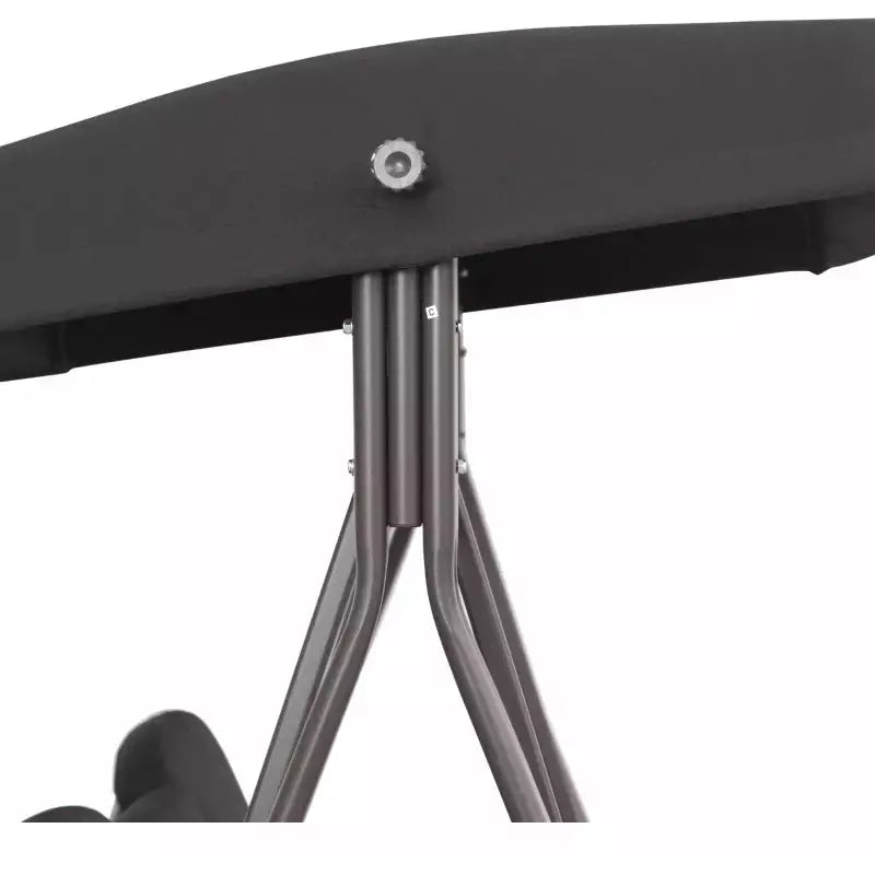 Black Outdoor Swing Chair With Canopy & Cup Trays Outsunny