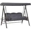 Garden Swing Chair With Canopy & Cup Trays, Dark Grey Outsunny