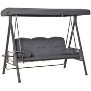Garden Swing Chair With Canopy & Cup Trays, Dark Grey Outsunny