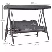 Garden Swing Chair With Canopy & Cup Trays, Dark Grey Outsunny