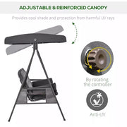 Garden Swing Chair With Canopy & Cup Trays, Dark Grey Outsunny