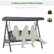 Garden Swing Chair With Canopy & Cup Trays, Dark Grey Outsunny