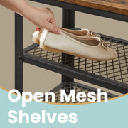 Wooden Shoe Bench with 2-Tier Storage Rack for Entryway and Hallway by Vasagle