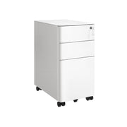 White Songmics 3-drawer mobile filing cabinet with key lock, studio view
