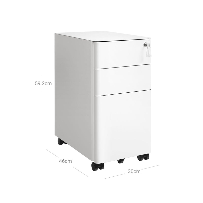 Dimensions diagram of the filing cabinet, 30 x 46 x 59.2 cm