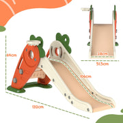 Dimension diagram showing the carrot toddler slide is 132 cm long, 51.5 cm wide and 64 cm tall