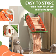 Close-up of the non-slip climbing steps on the carrot toddler slide