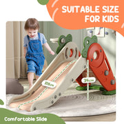 Close-up of the slide surface and safety handrail on the carrot toddler slide