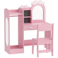 Aiyaplay pink and white 3-in-1 kids dressing table, three-quarter view