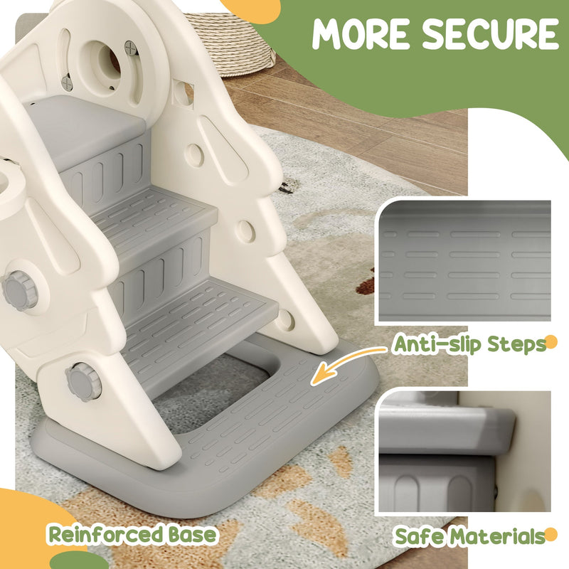 Close-up of the anti-slip steps, reinforced base and rounded safety edges