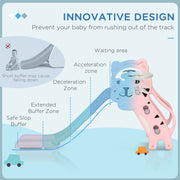 Innovative design diagram showing the slide's safety buffer zones that stop a child sliding off the end