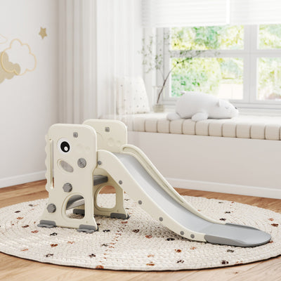 Cream white Aiyaplay kids slide set up in a bright bedroom playroom corner