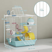 Dimension diagram showing 34.5 x 27.5 x 41cm size and 1cm wire spacing