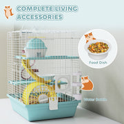 Food dish and water bottle accessories included with the cage