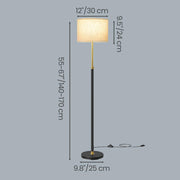 Dimension diagram showing the lamp's 140-170cm adjustable height, 30cm shade width and 25cm base