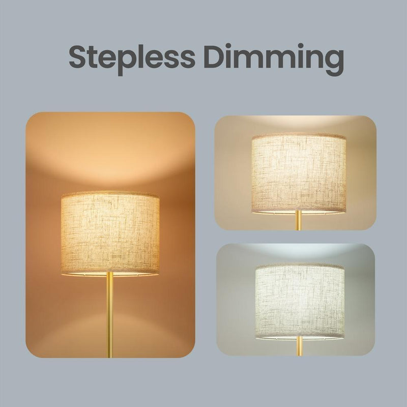 Comparison of the lamp's stepless dimming from warm to cool light settings