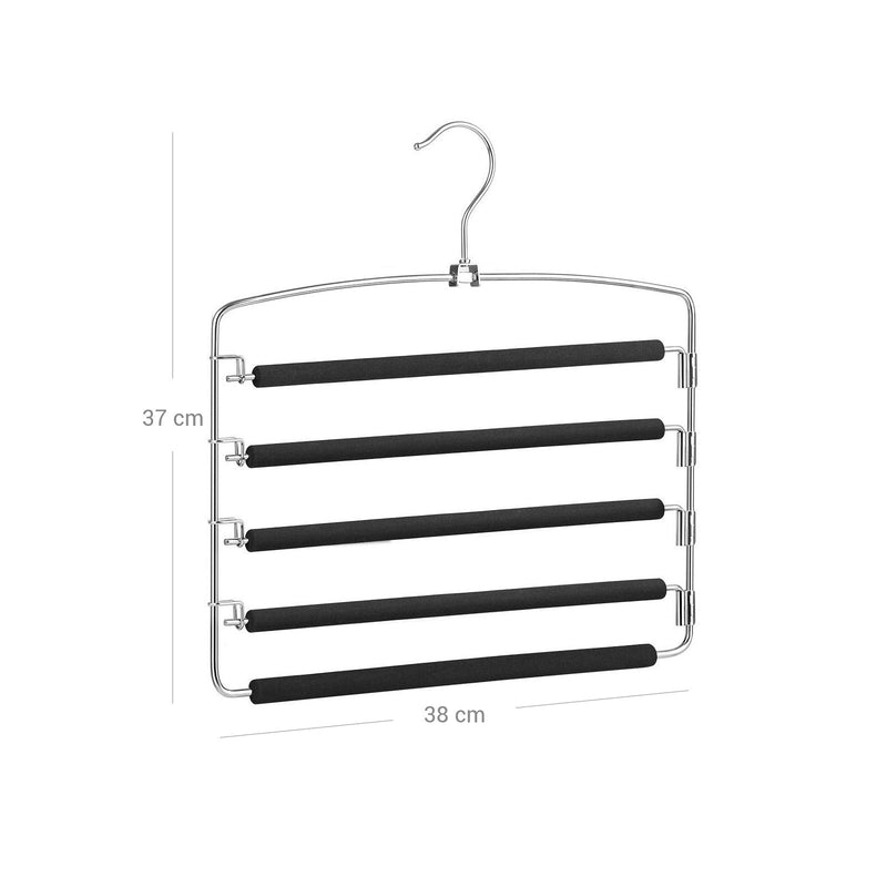 Dimension diagram showing the trouser hanger at 38 cm wide and 37 cm high