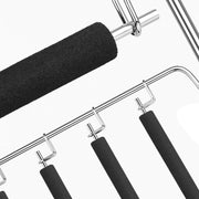 Close-up of the black non-slip foam padding on the chrome hanger bars