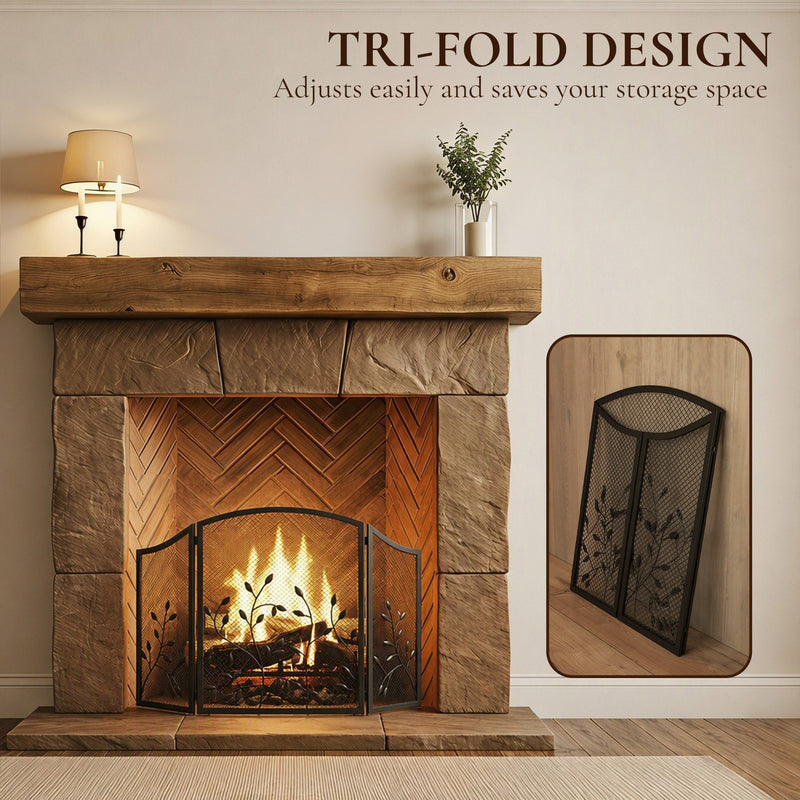 Tri-fold design panel showing the screen in use and folded flat against a wall