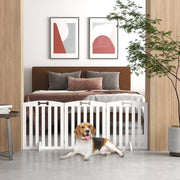 Beagle lying in front of the white dog gate placed across a bedroom doorway