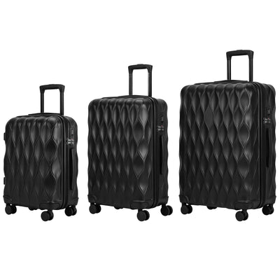 Black HOMCOM 3-piece hard shell suitcase set, all three sizes shown together