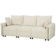 3 seater lift-up storage sofa in soft velvet with two scatter cushions, studio front view