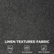 Close-up of dark grey linen-textured sofa fabric
