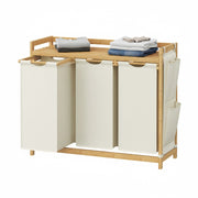 Laundry sorter shown with 3 removable fabric liners