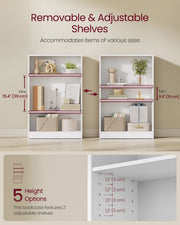 Bookcase styled in a dining room setting