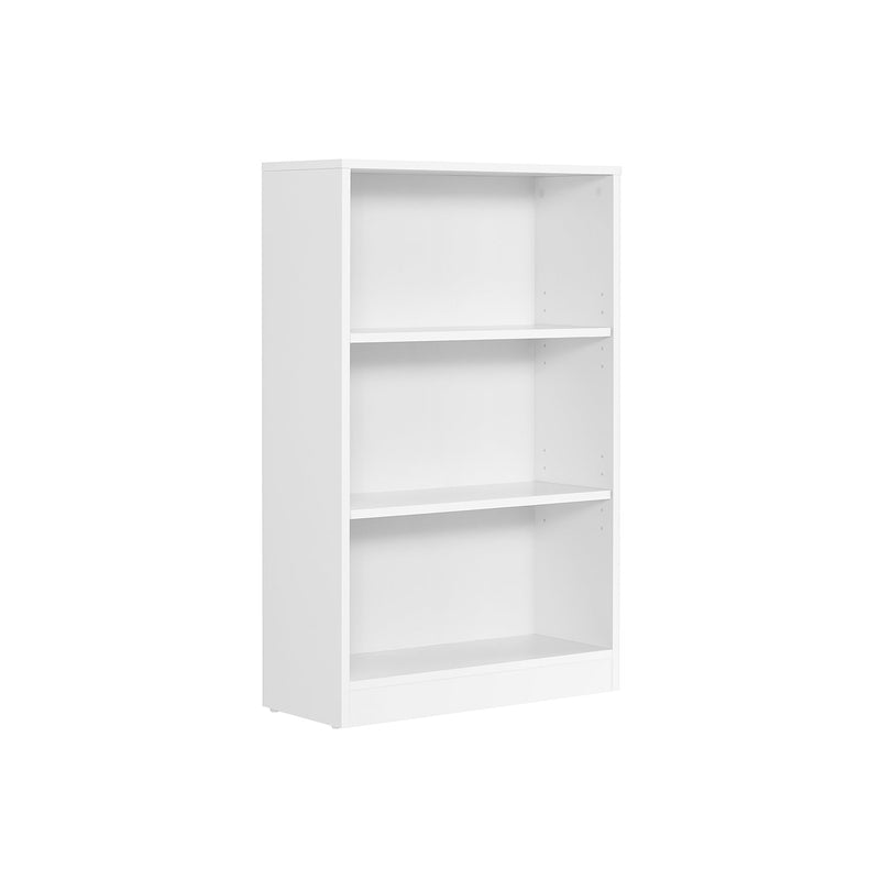 Vasagle white 3-shelf bookcase, front view