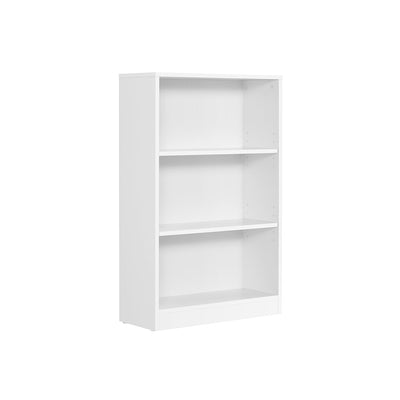 Vasagle white 3-shelf bookcase, front view