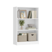 Alternative angle of the white 3-shelf bookcase