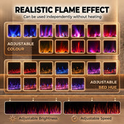 Flame effect panel showing adjustable colour, ember bed colour, brightness and speed