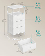 Dimensions diagram showing 39.6 x 30 x 75.9 cm and the drawer load limits