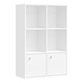 VASAGLE 3-tier bookcase with 2 cabinets in Cloud White, front studio view