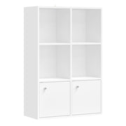 VASAGLE 3-tier bookcase with 2 cabinets in Cloud White, front studio view