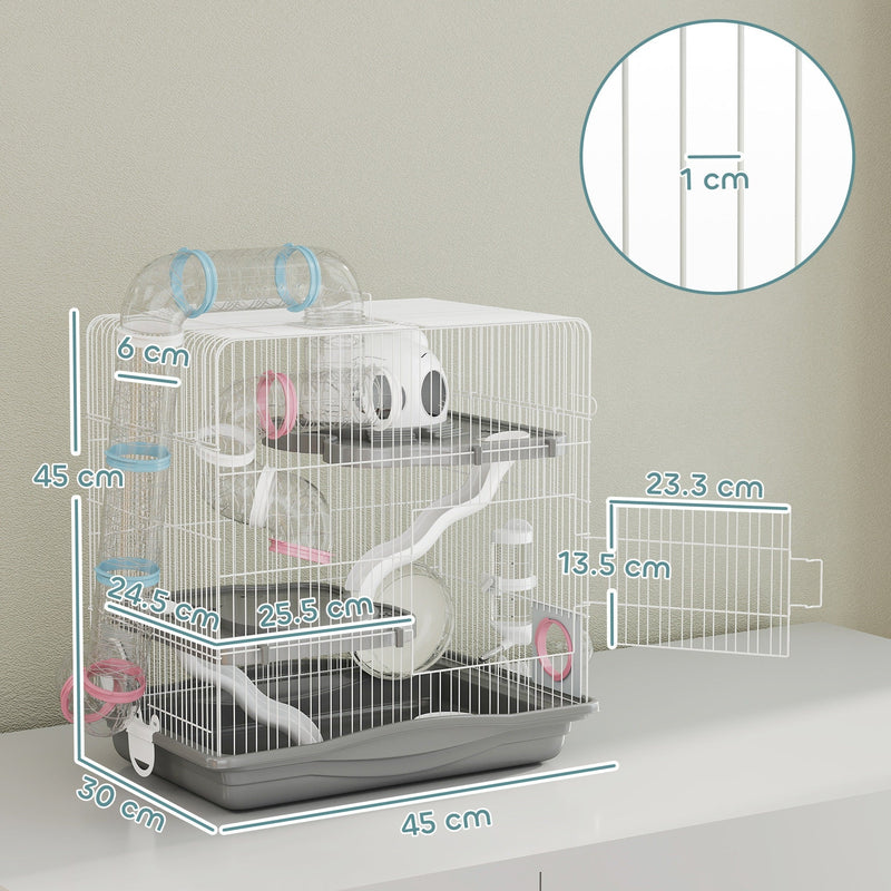 Dimension diagram showing 45 x 30 x 45cm size and 9.5mm wire spacing
