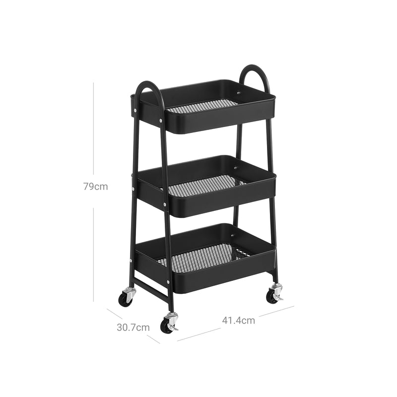 Rolling cart dimensions diagram showing 41.4 x 30.7 x 79 cm