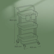 Line diagram of the 3-tier trolley showing 41.6 cm width, 33.5 cm depth and 86.3 cm height