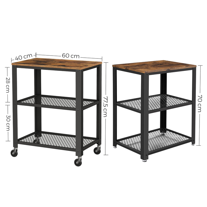 Serving trolley dimensions diagram showing 60 x 40 x 76.5 cm measurements