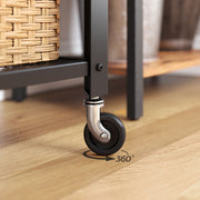 Serving trolley shown side-on highlighting its slim, space-saving footprint