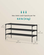 Dimensions diagram showing the rack at 91.8 cm wide, 29.7 cm deep and 53.5 cm tall