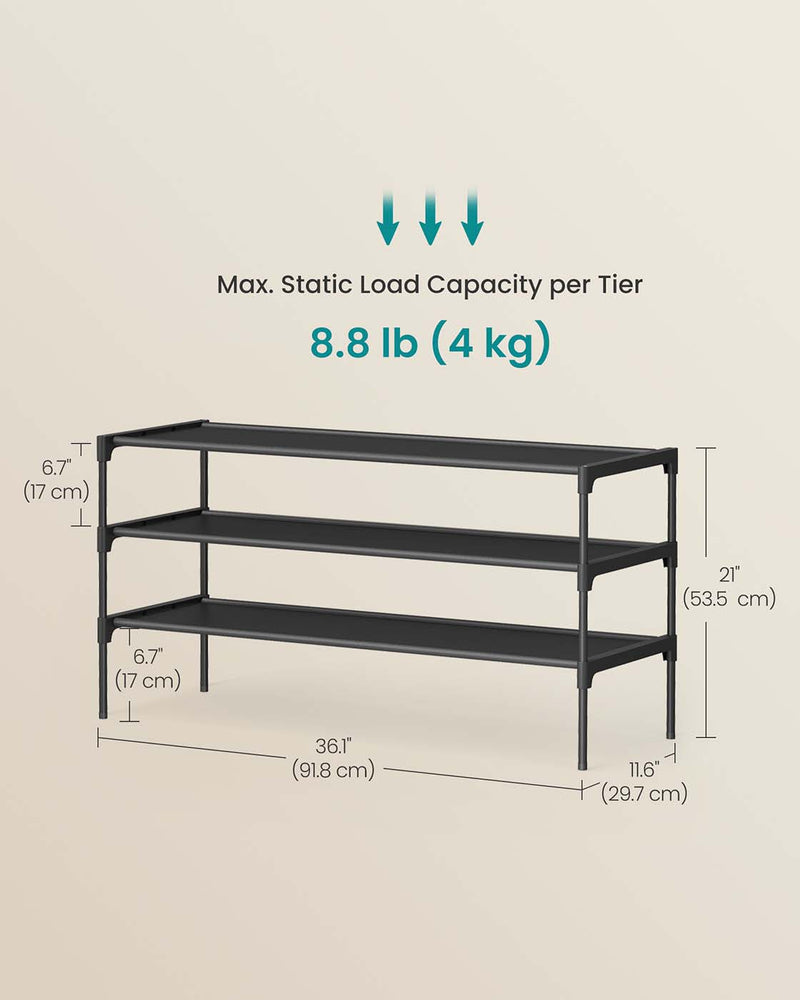 Dimensions diagram showing the rack at 91.8 cm wide, 29.7 cm deep and 53.5 cm tall