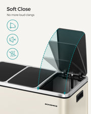 Removable inner bucket with metal handle on the kitchen bin